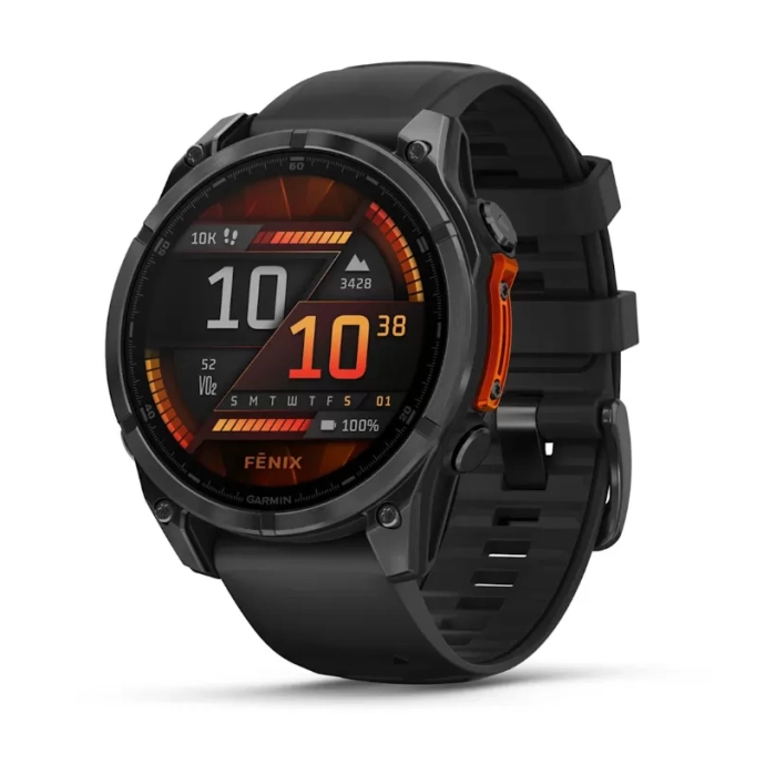 GARMIN fenix 8 – 47 mm, AMOLED Slate grey Black silicone band