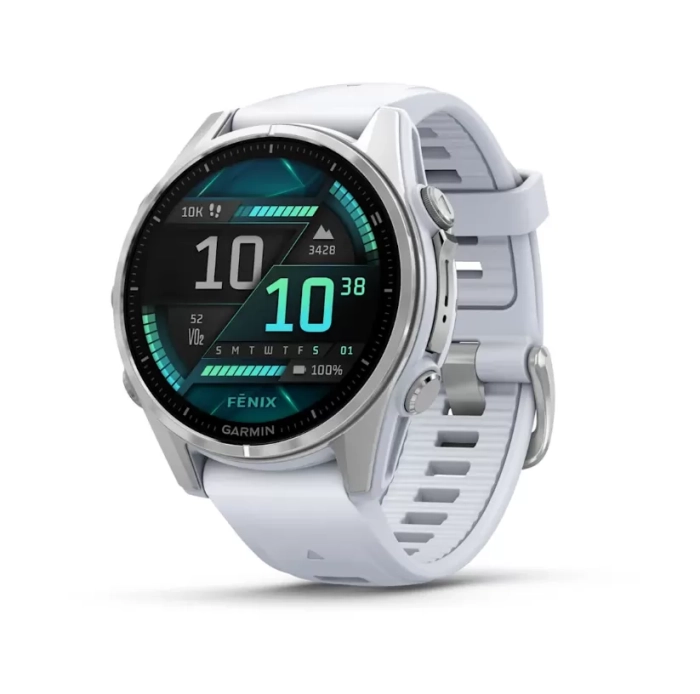 GARMIN fenix 8 – 43 mm, AMOLED Silver Whitestone silicone band
