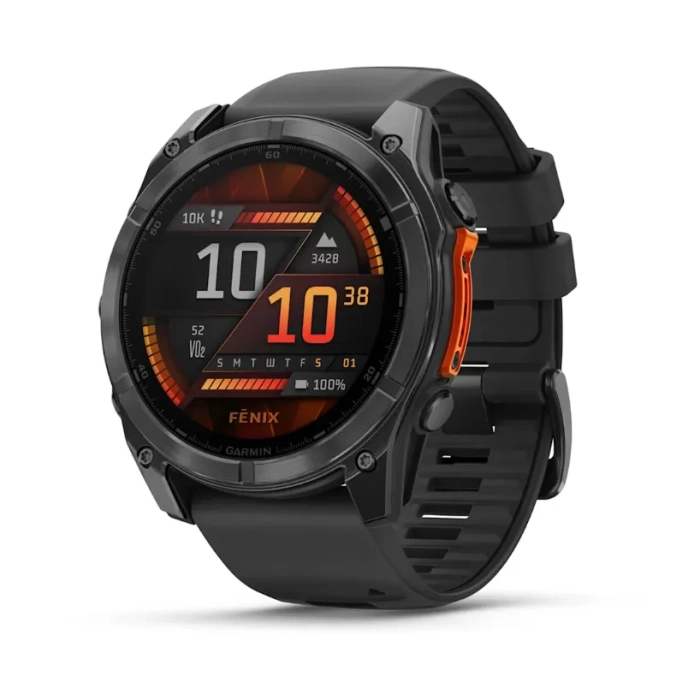 GARMIN fenix 8 – 51 mm, AMOLED Slate grey Black silicone band