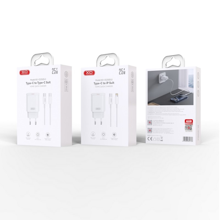 Полнач XO 1x USB-C + кабел  USB-C - USB-C  25W